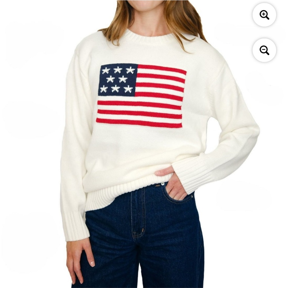 Ladies flag sweater, pit Mighty Fine White Sweater with Flag Design